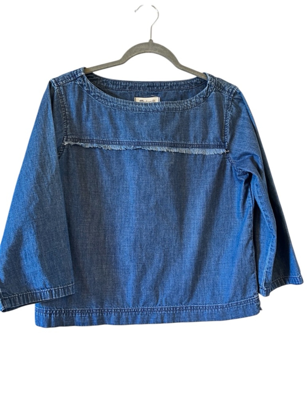 Madewell denim Herald tee featuring a frayed trim size M